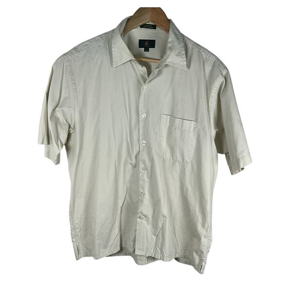 Club Room Button Down Short Sleeve Casual Shirt Size Large 100% Cotton Light Tan - Picture 3 of 7